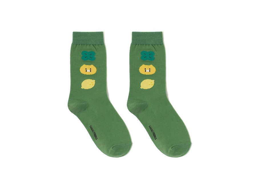 [KAKAO FRIENDS]Lucky Day Socks Chunsik (Green / Ivory)