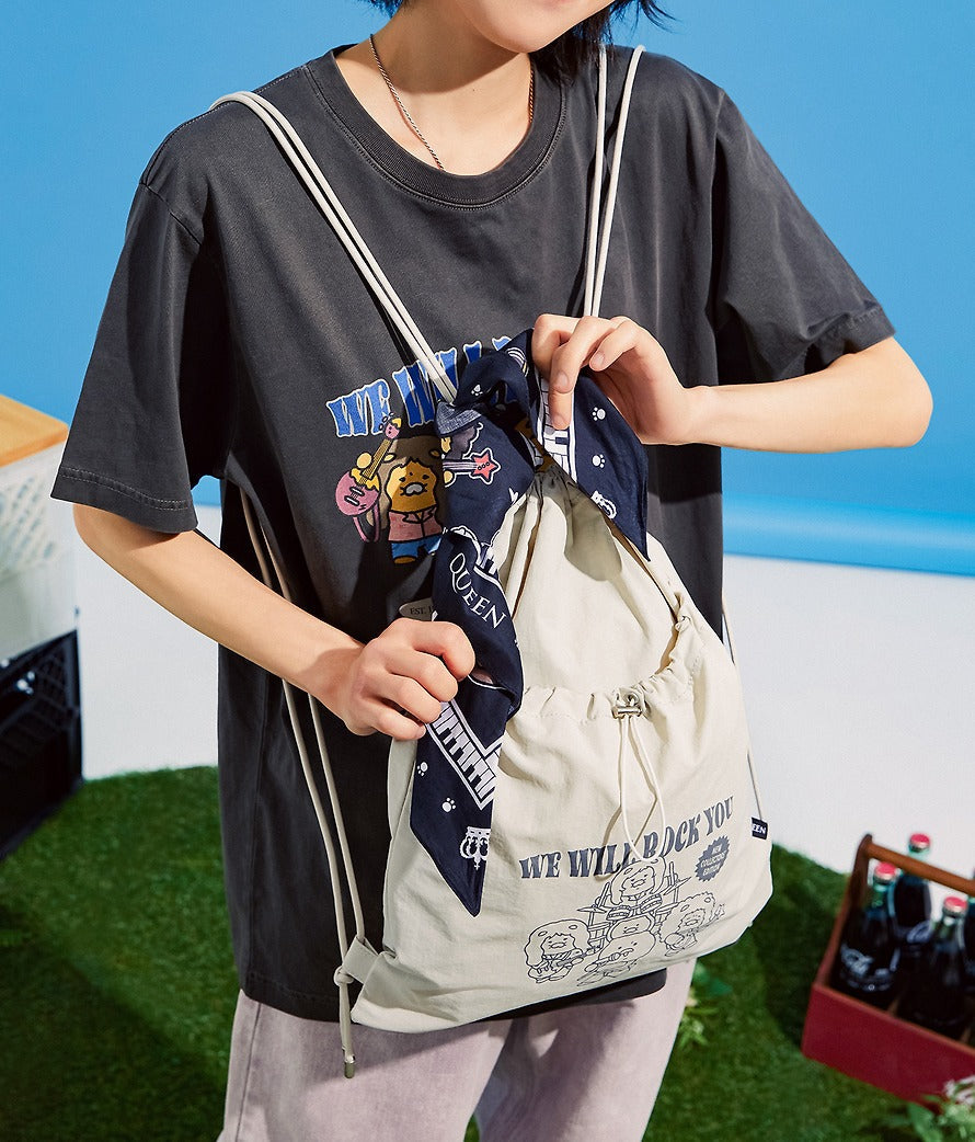 [KAKAO FRIENDS] QUEEN x Kakao Friends We Will Rock You Drawstring Bag Chunshik