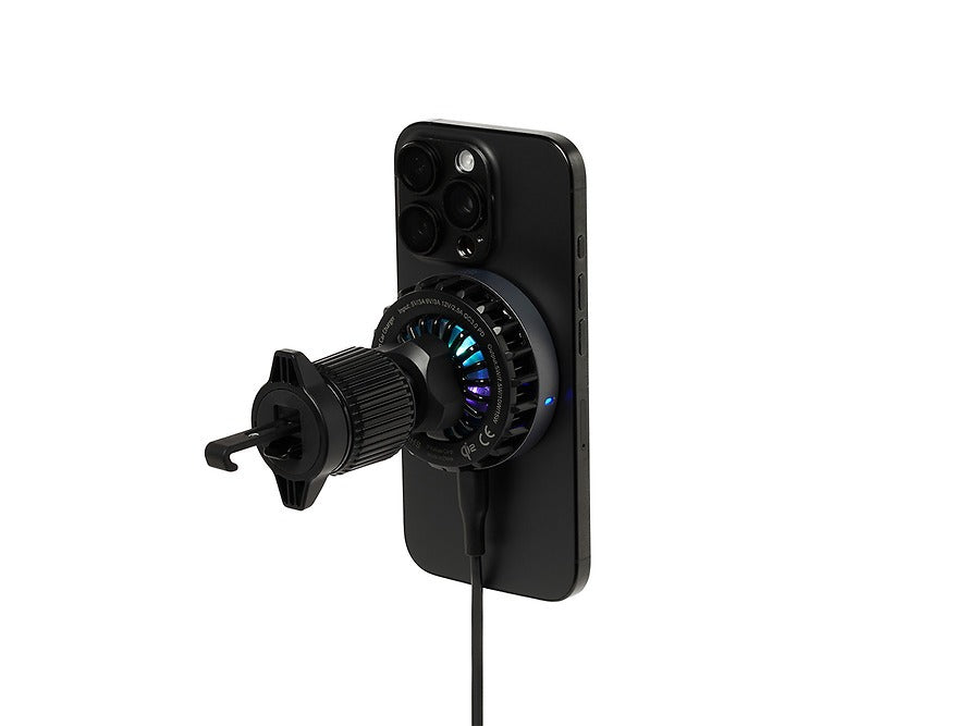[KAKAO FRIENDS]Black Choonsik Qi2 Magnetic Car Charger with Cooling Fan