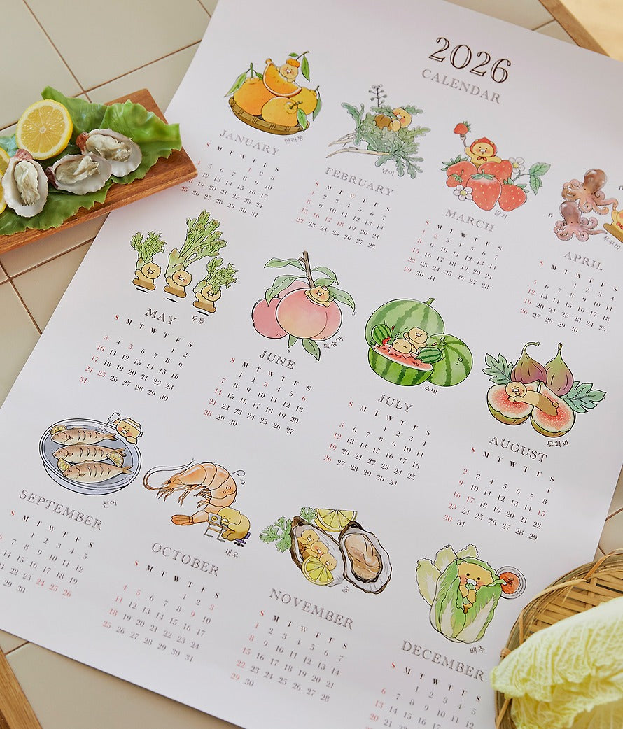 [KAKAO FRIENDS]2026 Poster Calendar with Seasonal Ingredients  Chunsik