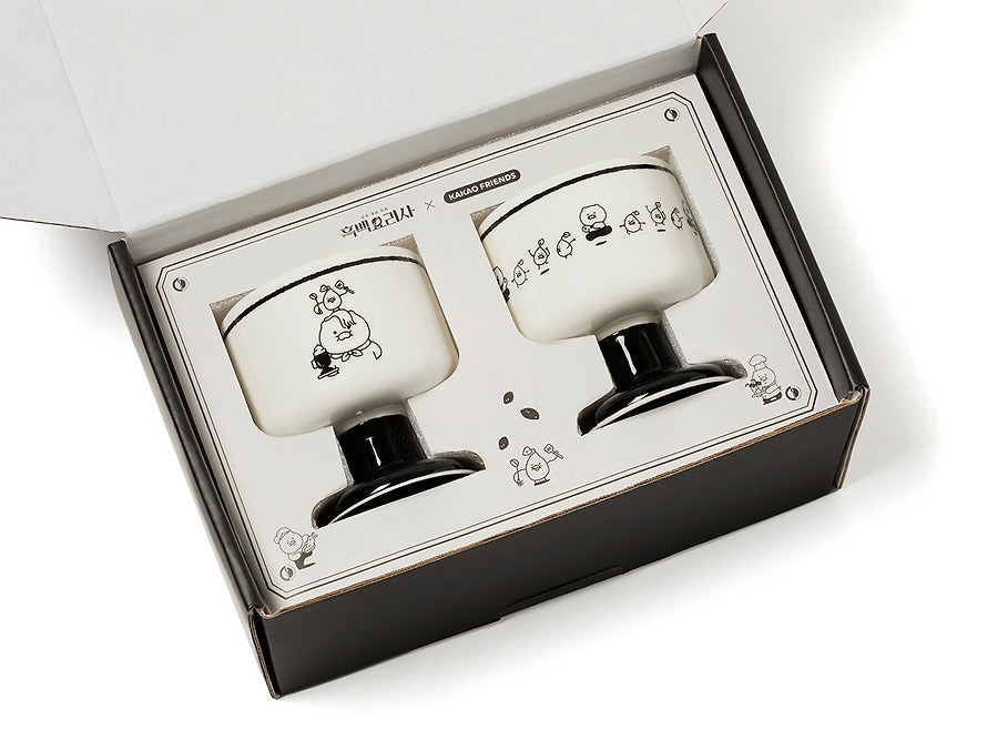 [KAKAO FRIENDS]Black and White Chef x Kakao Friends Chunsik Black and White Bowl Set (2 Pieces)