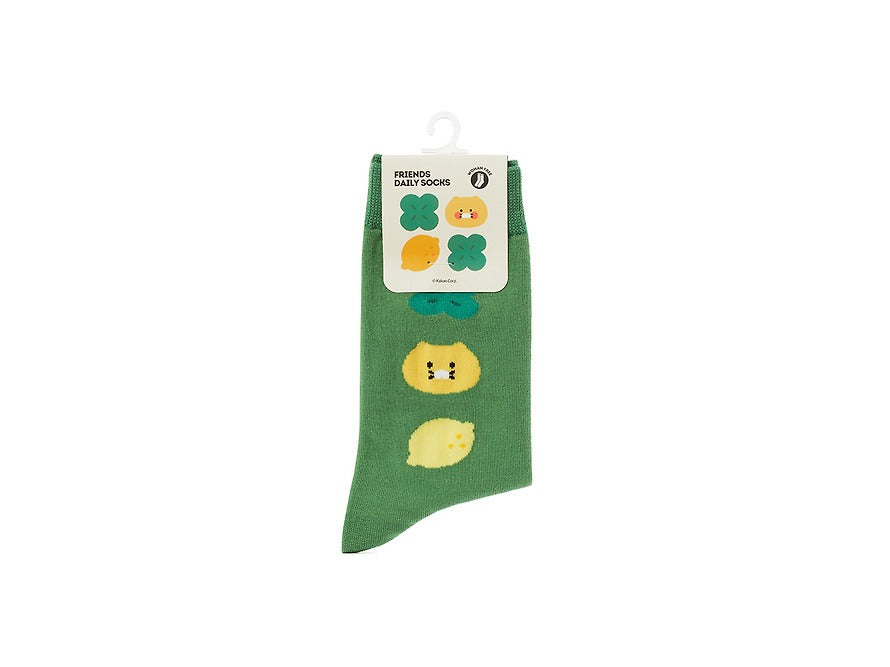 [KAKAO FRIENDS]Lucky Day Socks Chunsik (Green / Ivory)