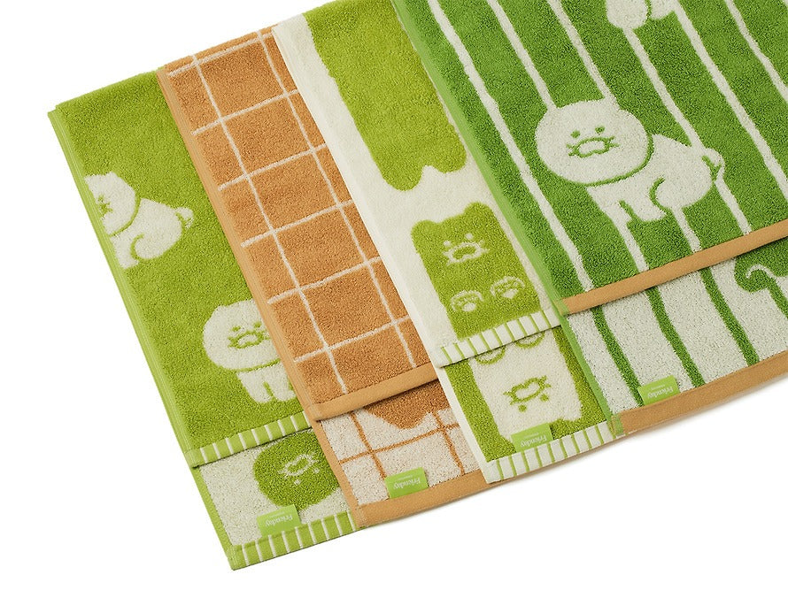 [KAKAO FRIENDS]FRIENDAY Face Towel Set 4 Pack Green Orange Chunshik