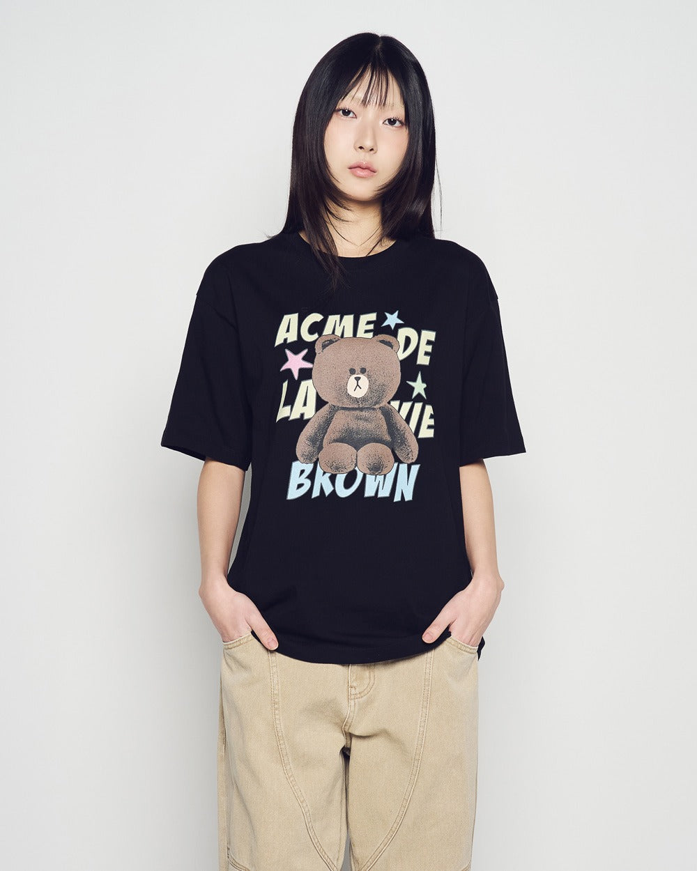 [LINE FRIEND]LINE FRIENDS BROWN STAR SHORT SLEEVE T-SHIRT