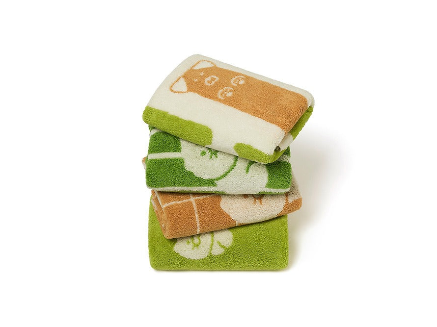 [KAKAO FRIENDS]FRIENDAY Face Towel Set 4 Pack Green Orange Chunshik