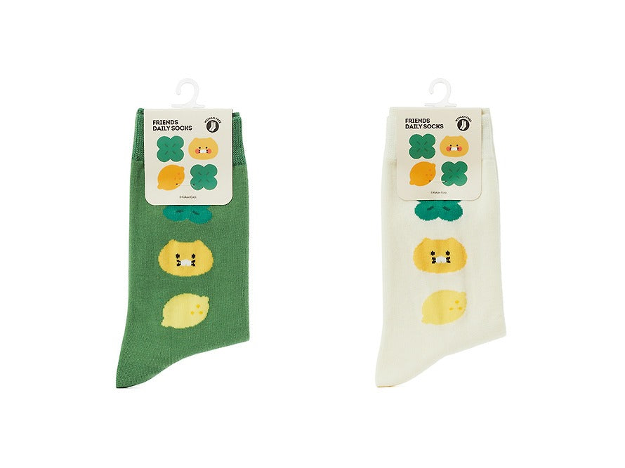[KAKAO FRIENDS]Lucky Day Socks Chunsik (Green / Ivory)