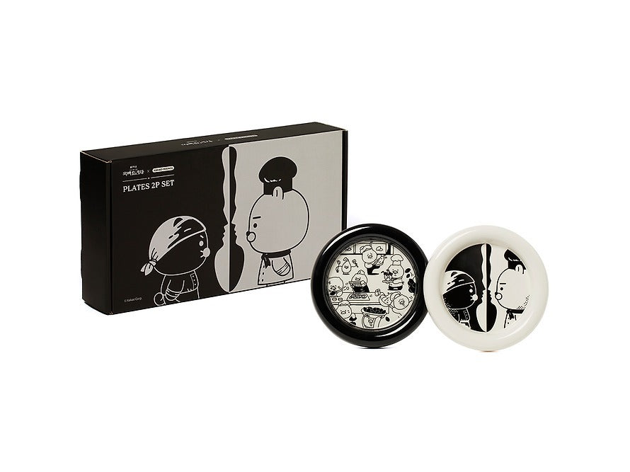 [KAKAO FRIENDS]Black and White Chef Plate Set (2 Pieces)