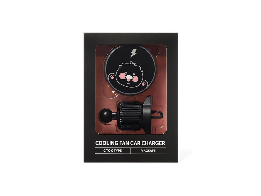 [KAKAO FRIENDS]Black Choonsik Qi2 Magnetic Car Charger with Cooling Fan