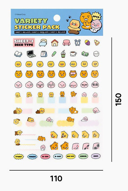[KAKAO FRIENDS] Deco Sticker Set 3P Chunsik