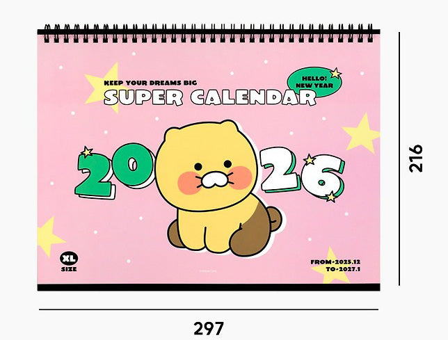 [KAKAO FRIENDS] 2026 A4 Size Desk Calendar Chunsik
