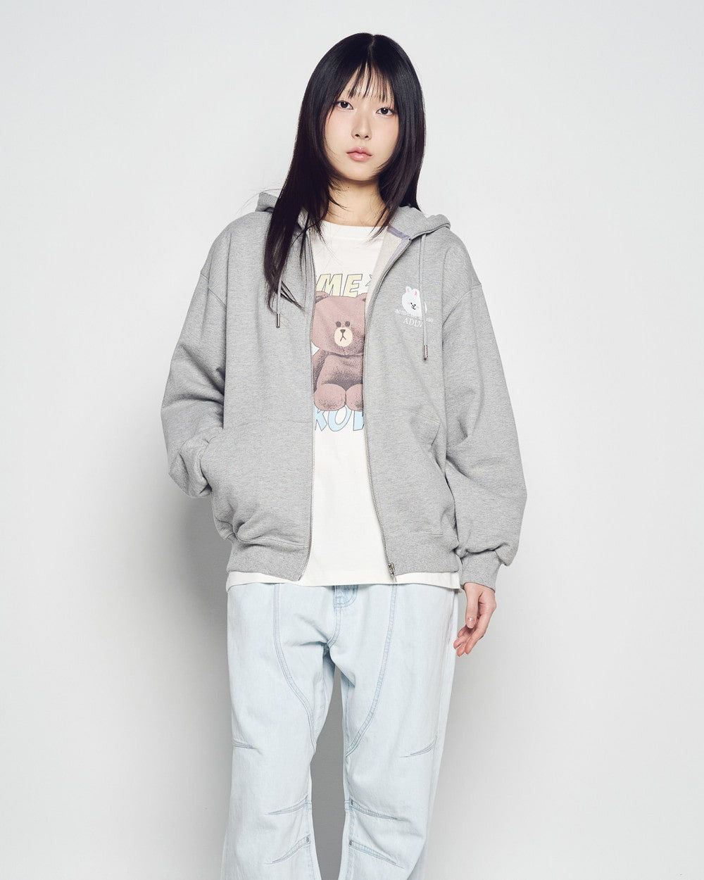[LINE FRIEND]BASIC LOGO WITH LINE FRIENDS HOODIE ZIP UP