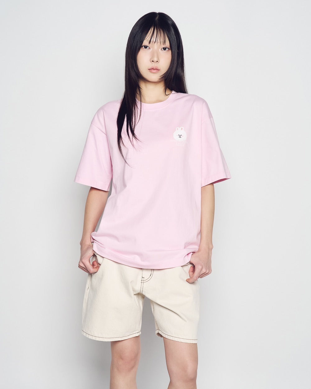 [LINE FRIEND]BASIC LOGO WITH LINE FRIENDS SHORT SLEEVE T-SHIRT