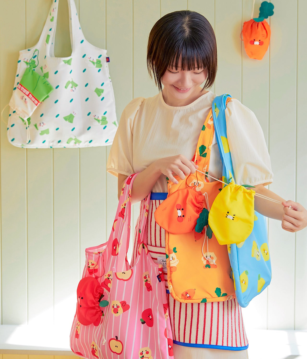 [KAKAO FRIENDS]Chunsik Eco Reusable Bag (Lemon / Carrot / Green Onion / Apple)
