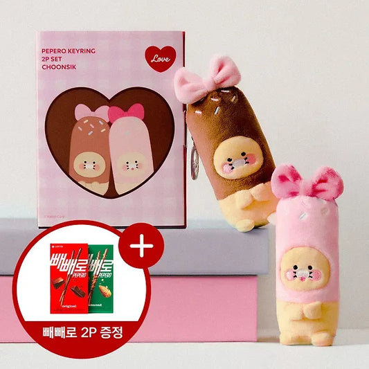 [KAKAO FRIENDS]Pepero Day Couple Keyring Set (Chunsik & Apeach) + Bonus Pepero 2P