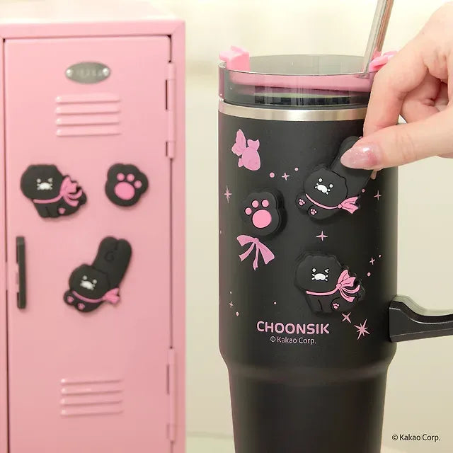 [KAKAO FRIENDS] Black Tumbler Set 887ml (Tumbler + Straw + 3 Deco Stamp Pads)