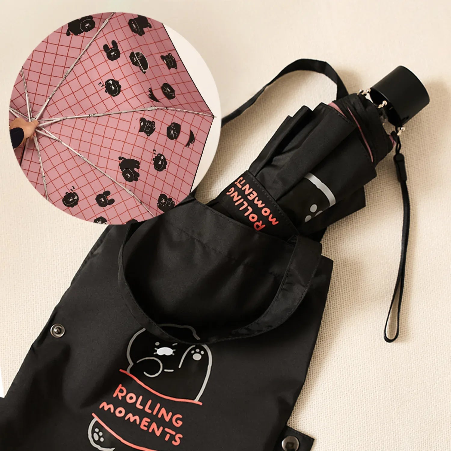 [KAKAO FRIENDS]Black Choonsik Mini Pouch Umbrella