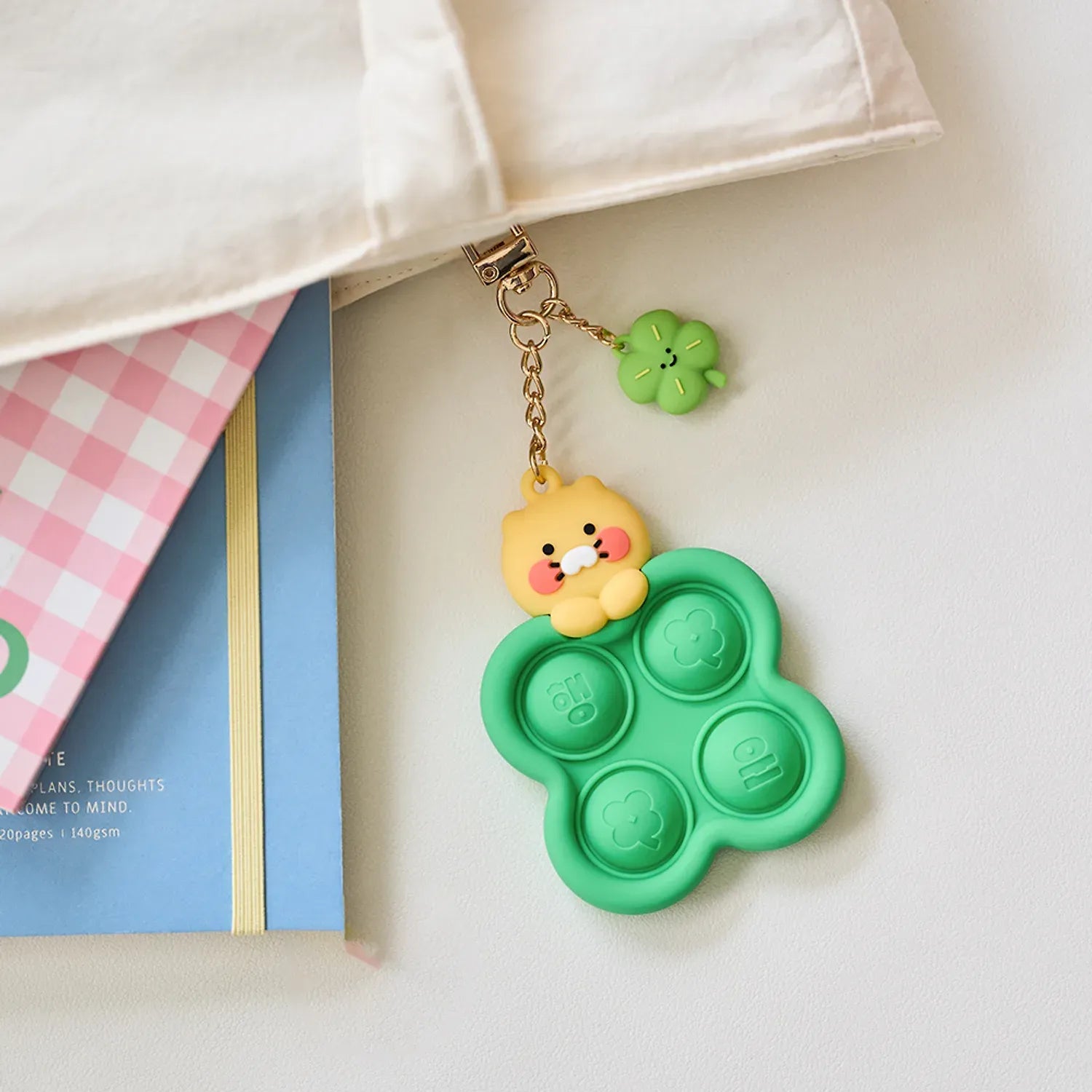 [KAKAO FRIENDS]Choonsik Clover Push Pop Keychain Silicone Fidget Pop Keyring
