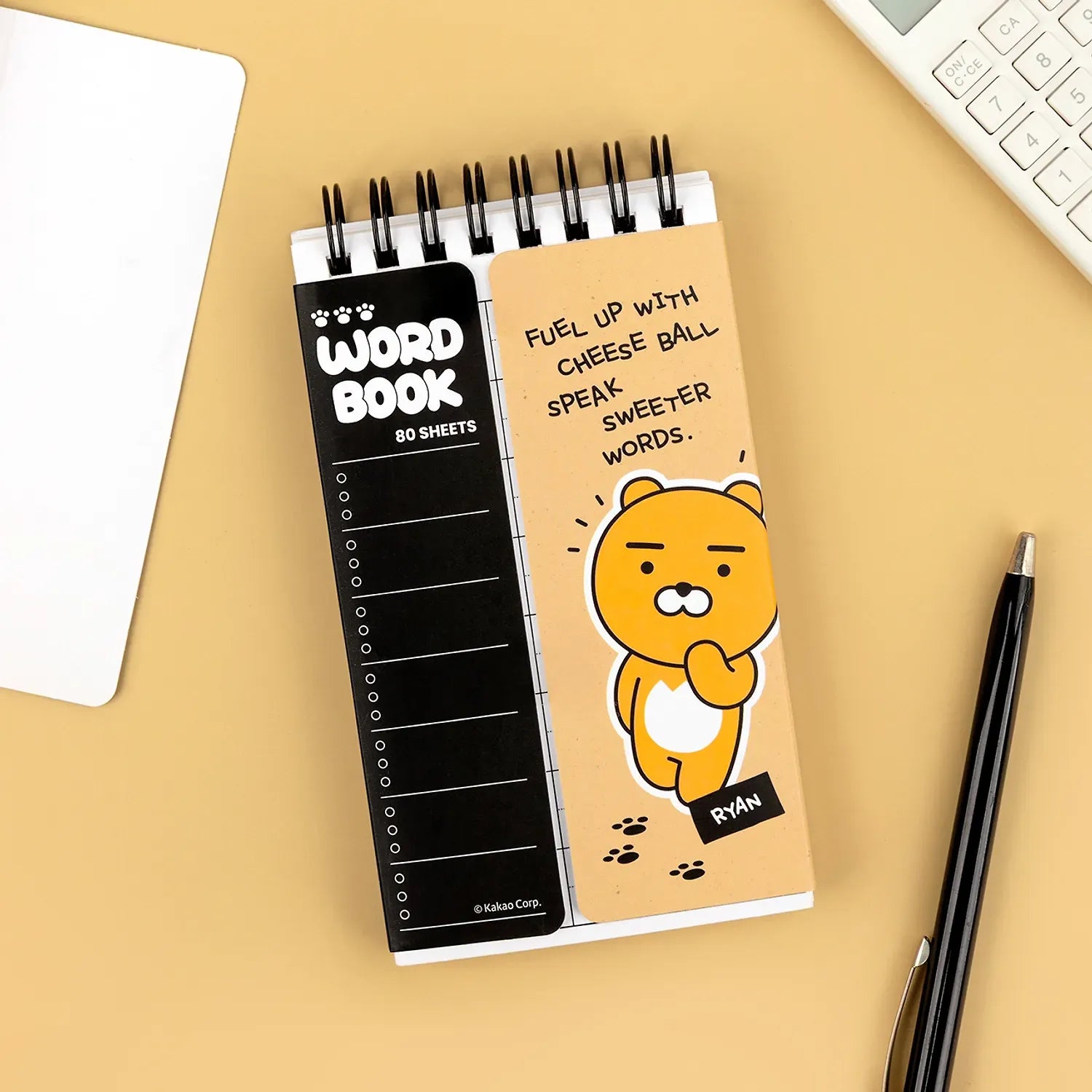[KAKAO FRIENDS]Choonsik / Ryan Monotone Cover Flap Spiral Word Book