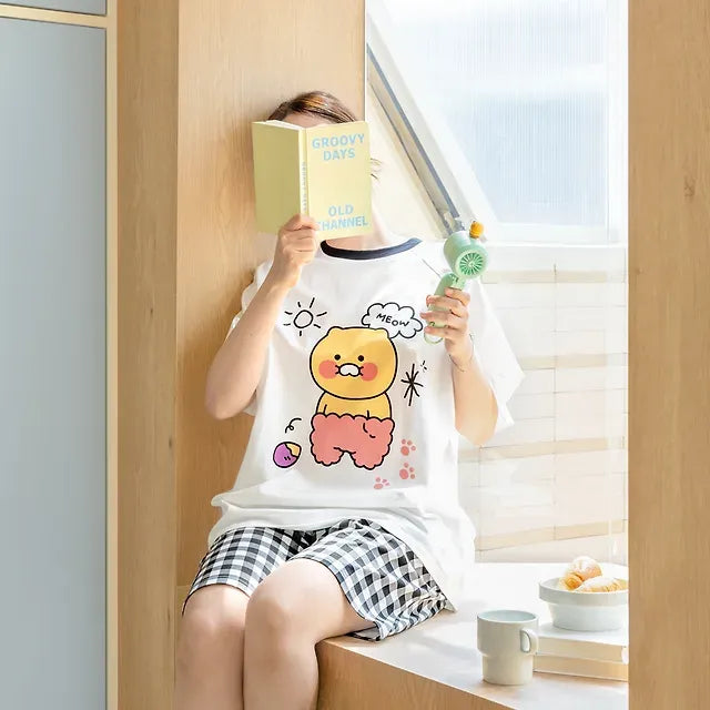 [KAKAO FRIENDS] [1+1] Chunsik Summer Pajama Set 2 Set Short Sleeve Matching Loungewear
