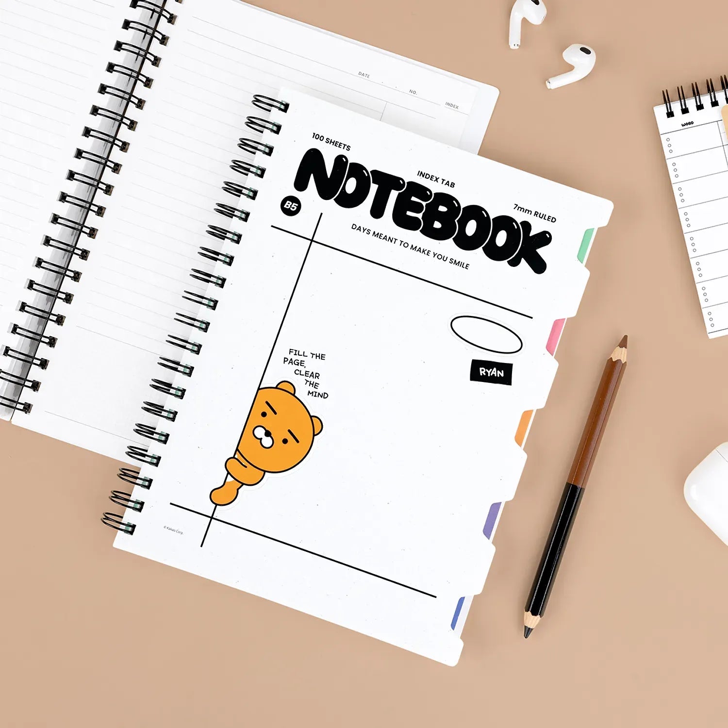 [KAKAO FRIENDS]Choonsik / Ryan Monotone PP Cover System Spiral Notebook