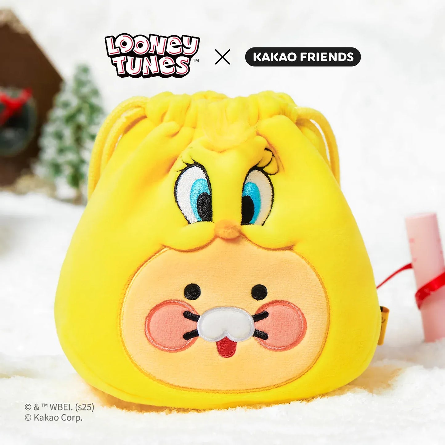 [KAKAO FRIENDS] Looney Tunes X Friends Tweety Face Drawstring Pouch  Baby Chunsik