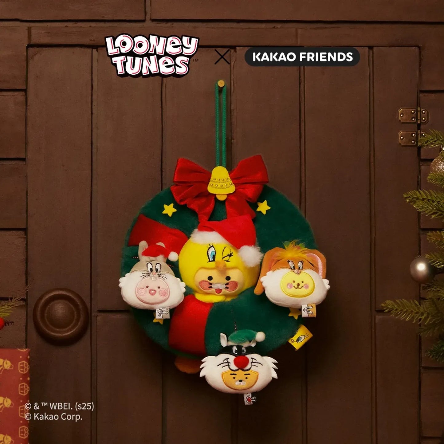 [KAKAO FRIENDS]Looney Tunes X Friends Christmas Wreath Plush Ornament