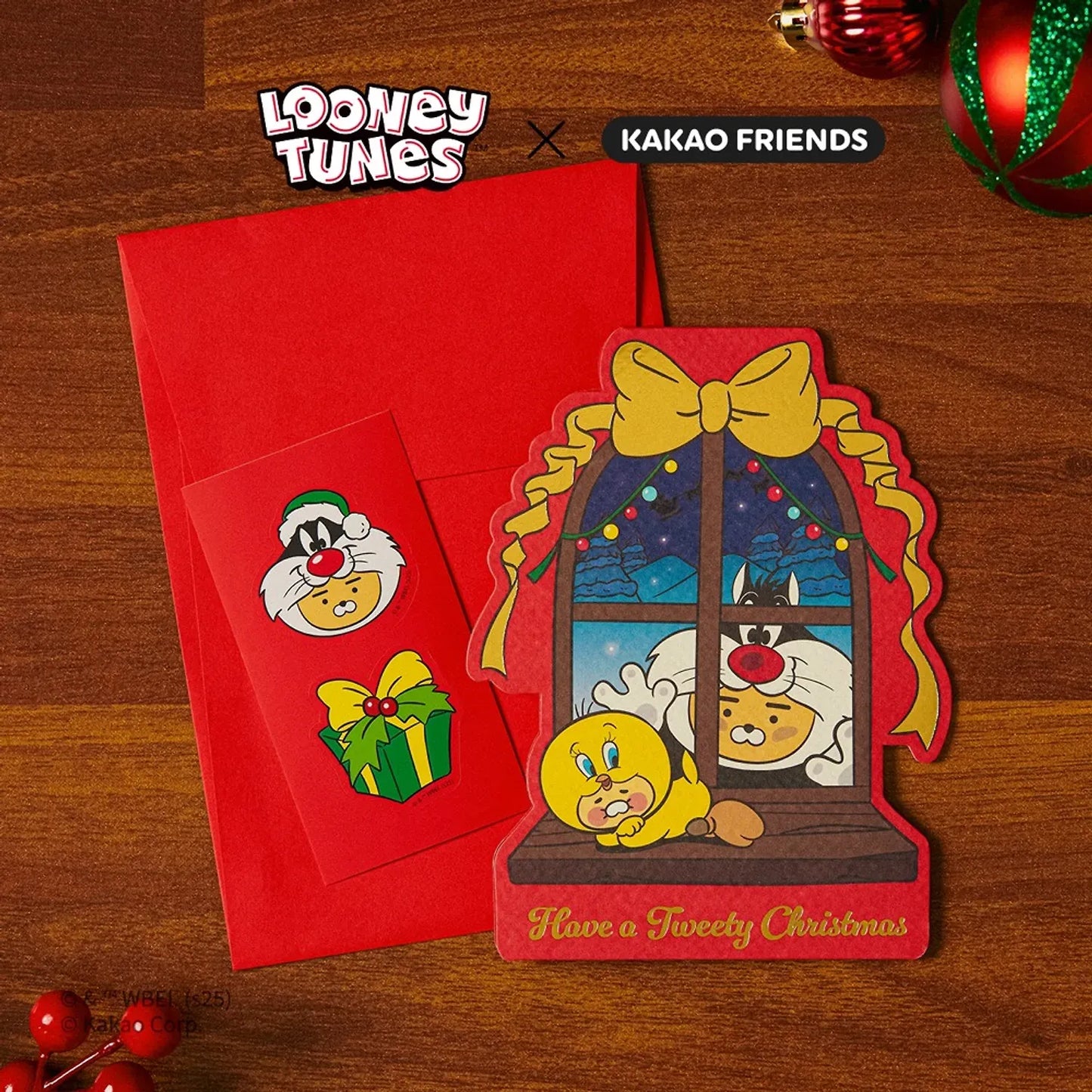 [KAKAO FRIENDS] Looney Tunes X Friends Christmas Stamping Card  Little Ryan & Baby Chunsik