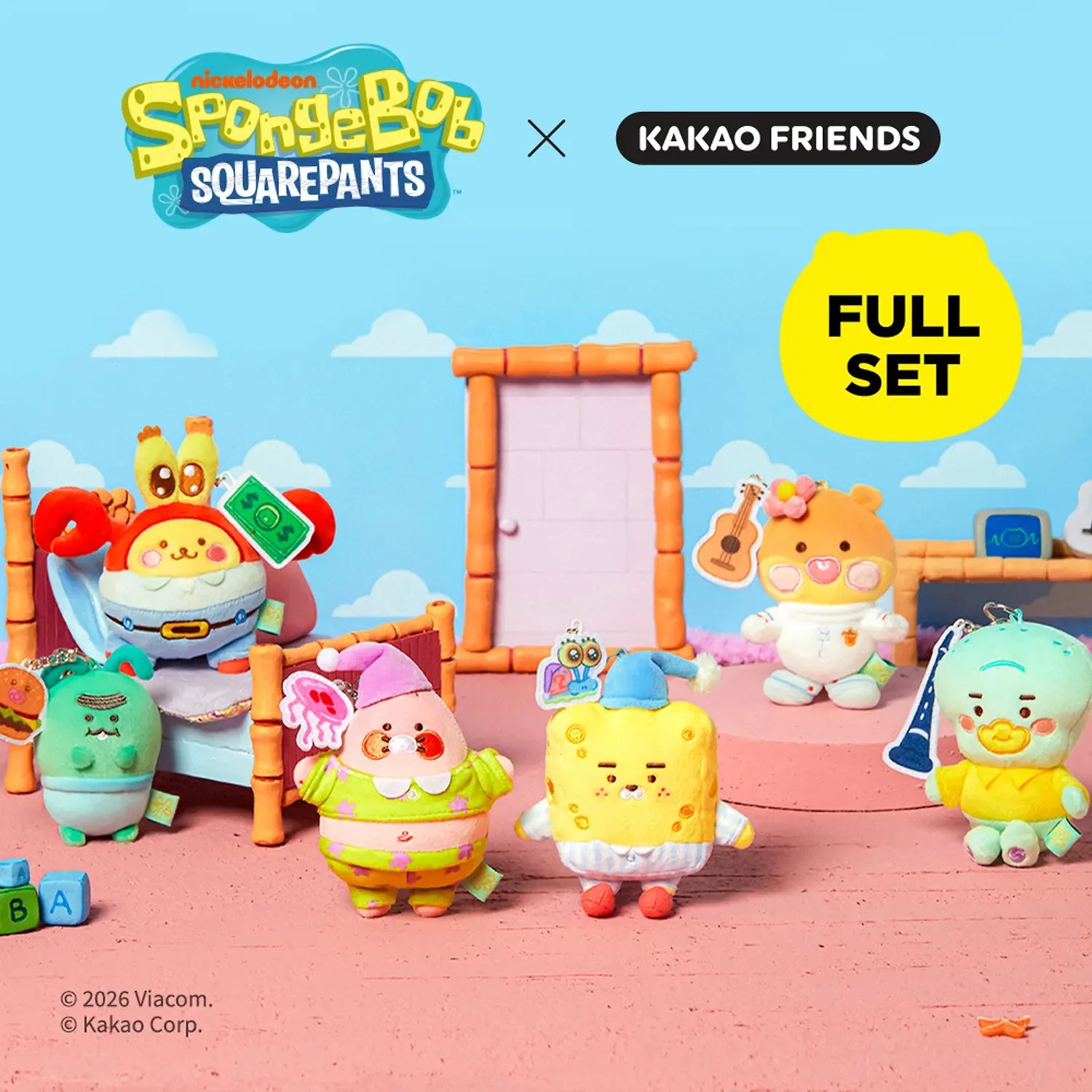 [KAKAO FRIENDS]x SpongeBob Baby Keyring Plush Full Set 6 Types