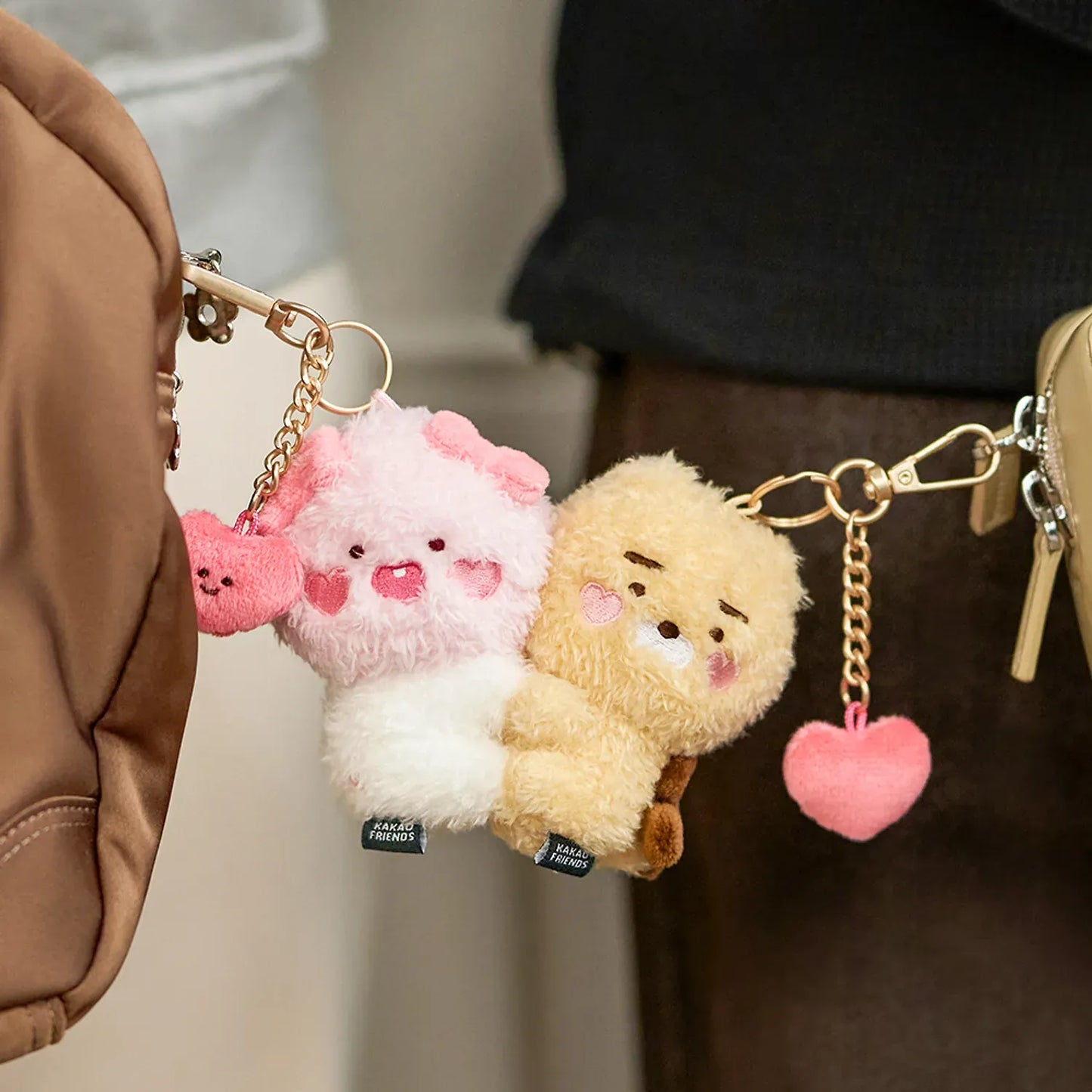 [KAKAO FRIENDS]Little Ryan and Little Apeach Plush Magnet Keyring Set