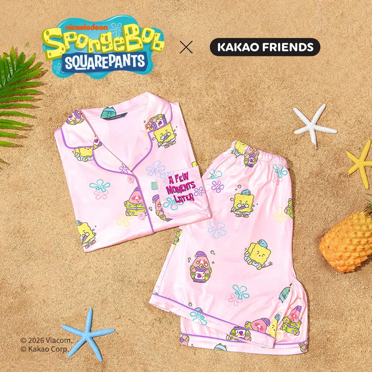 [KAKAO FRIENDS]x SpongeBob Women Pajama Set Pink Lounge Wear