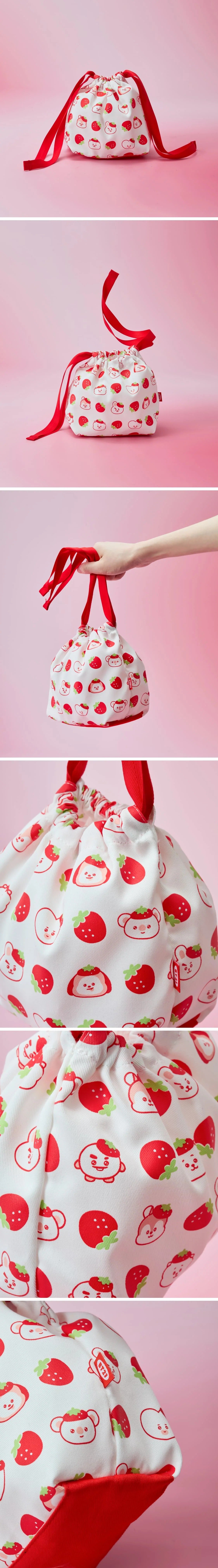 [BTS] BT21 Strawberry Party Drawstring Pouch