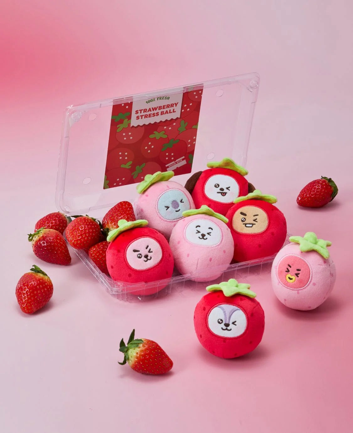 [BTS] BT21 Strawberry Party Stress Ball Plush