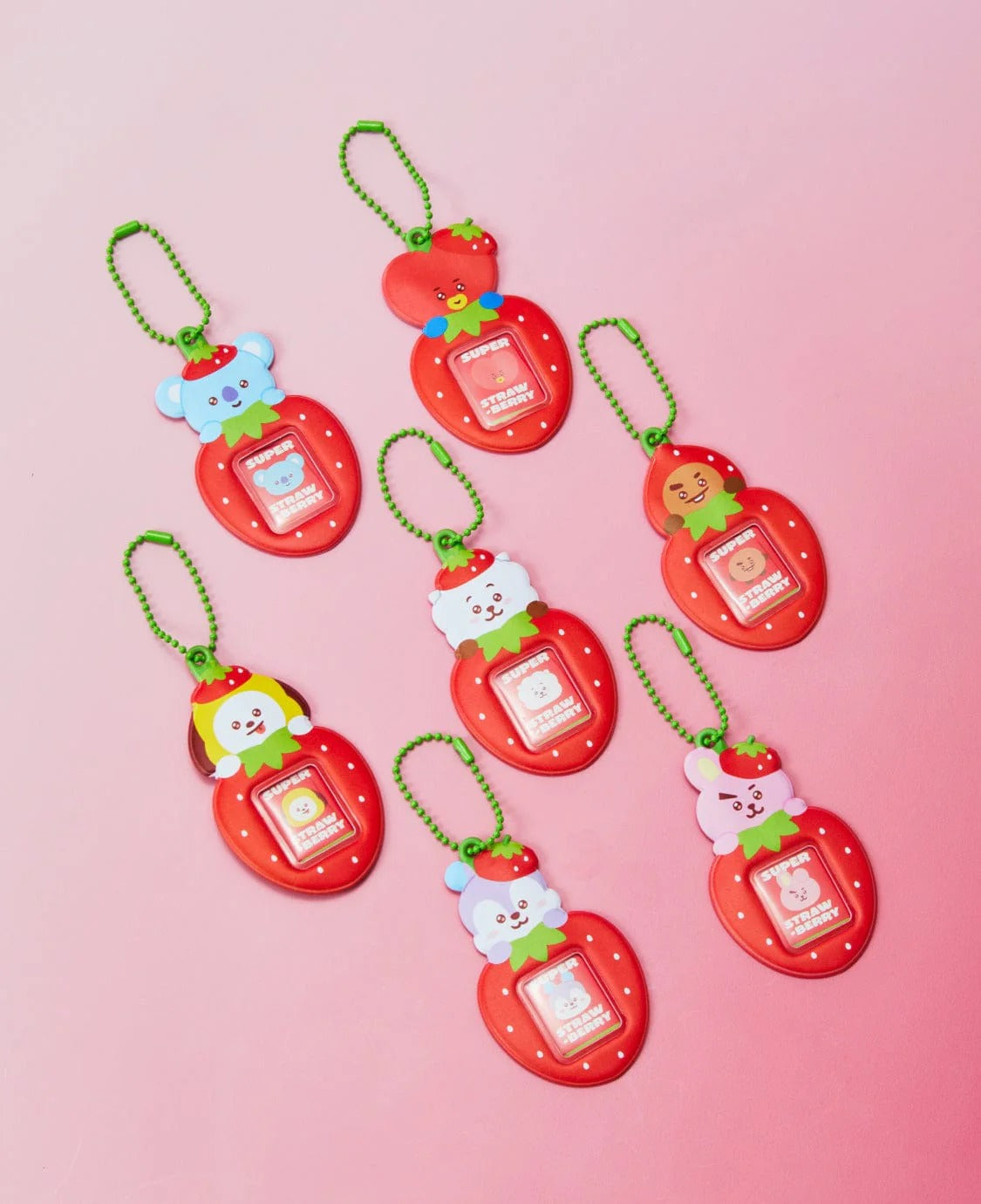 [BTS] BT21 Strawberry Party Mini Photo Holder Keyring