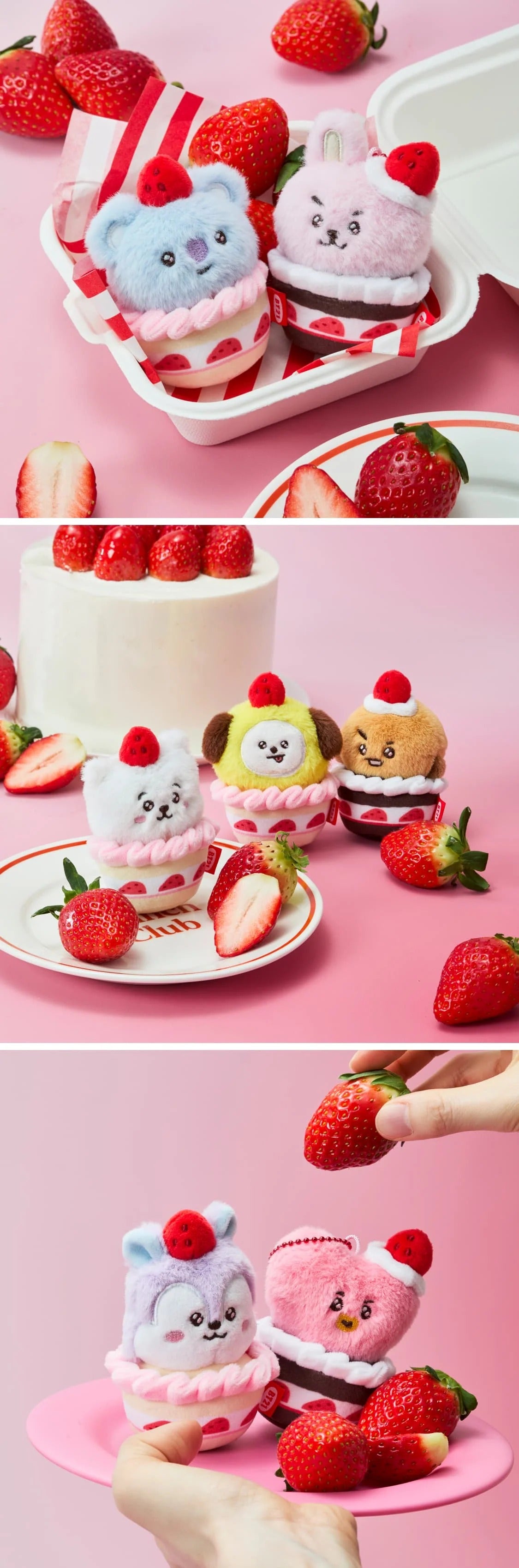 [BTS] BT21 Strawberry Party Strawberry Tart Plush Keyring