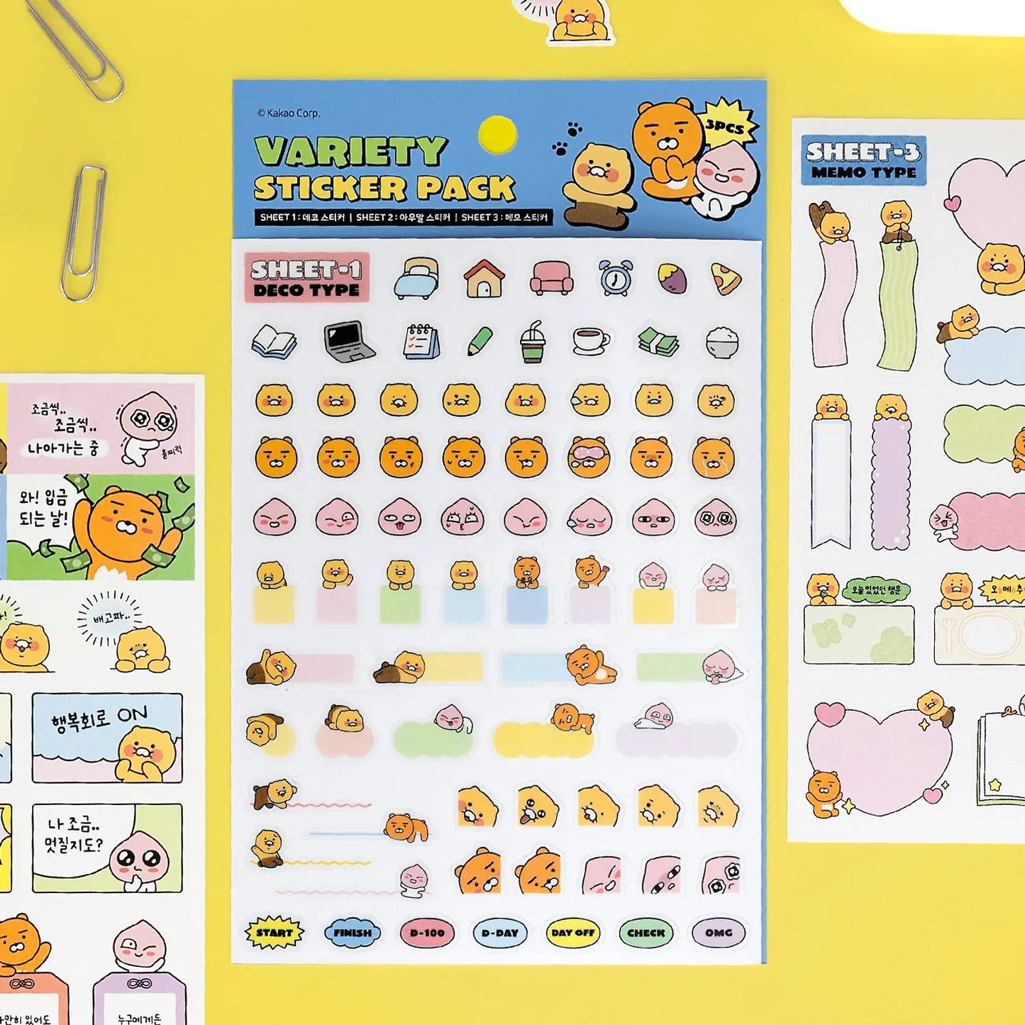 [KAKAO FRIENDS] Deco Sticker Set 3P Chunsik
