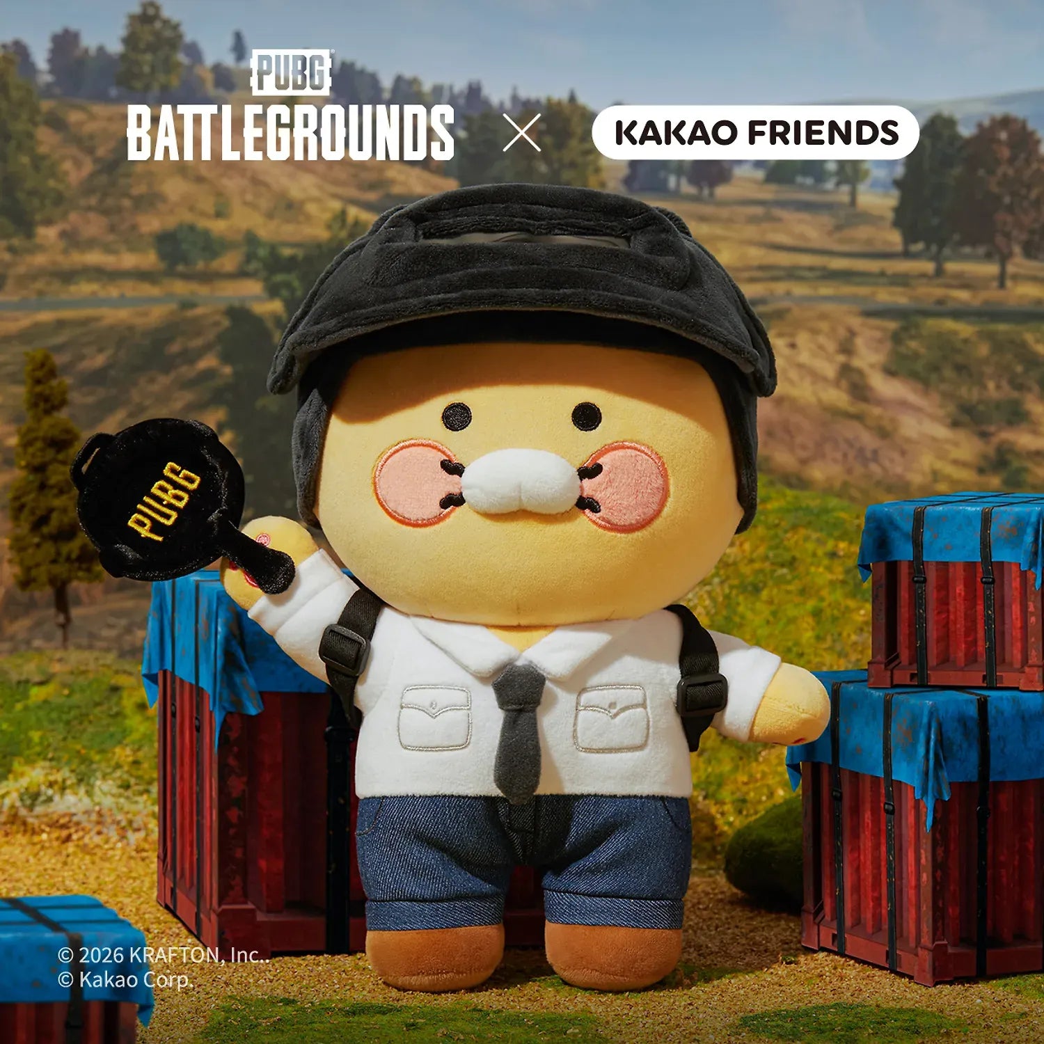[KAKAO FRIENDS]PUBG x KAKAO FRIENDS Chunsik Medium Plush Doll