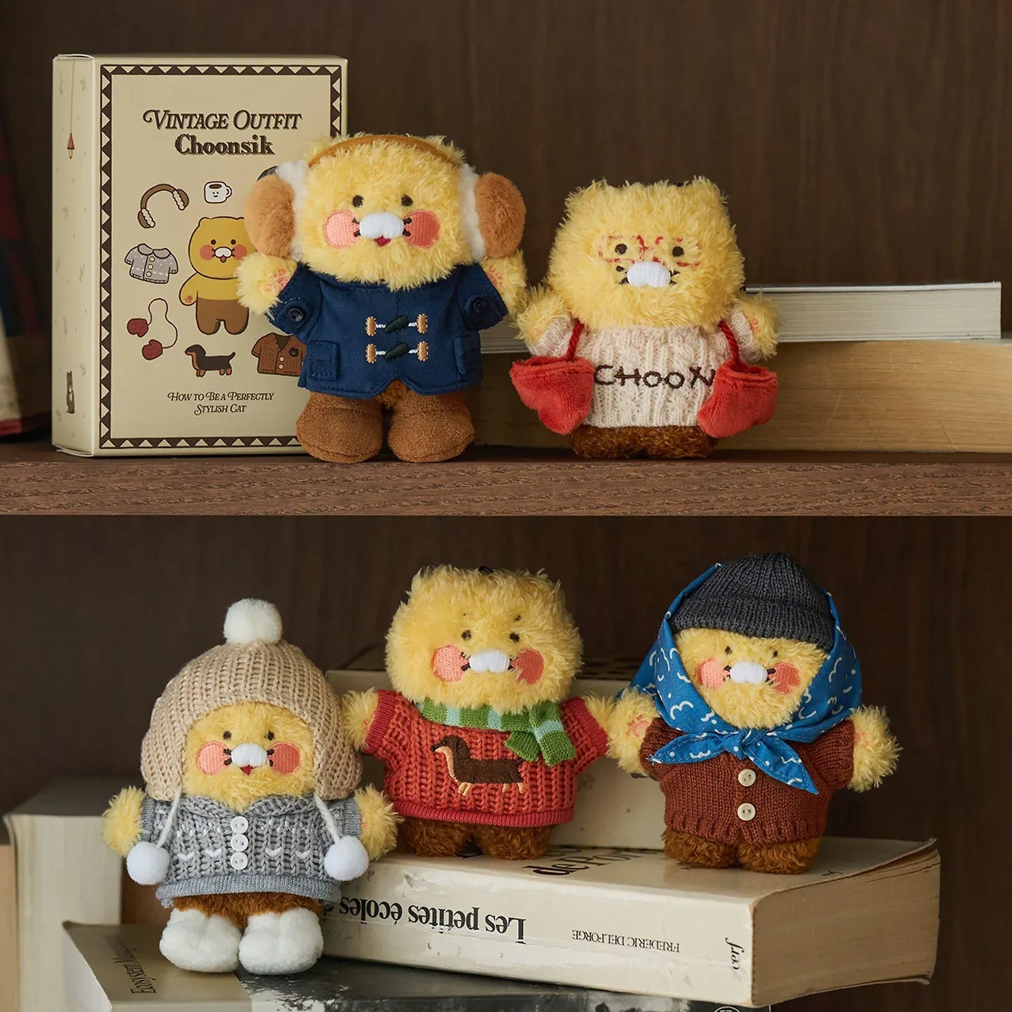 [KAKAO FRIENDS] Vintage Outfit Fleece Plush Keyring Set (5 types) Chunsik