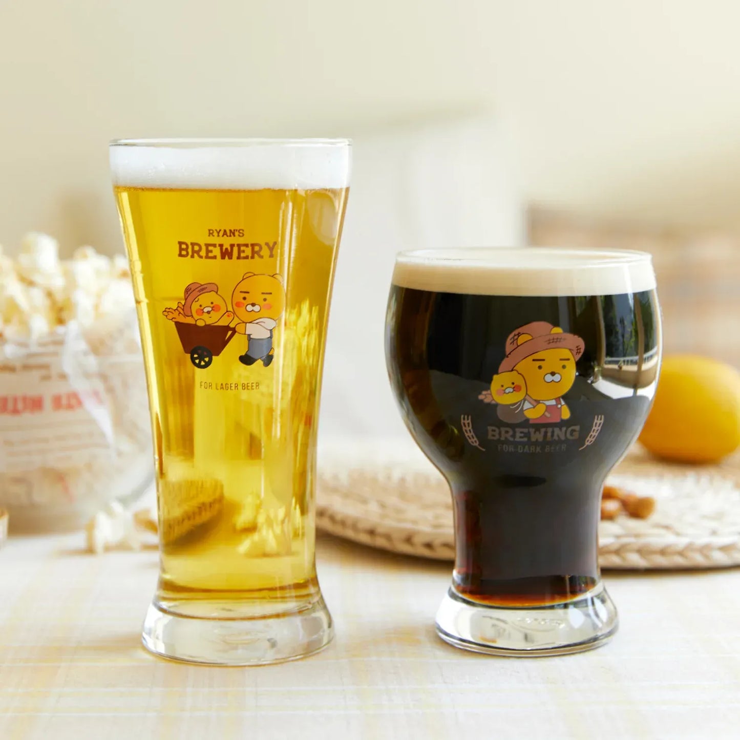 [KAKAO FRIENDS] Ryan & Chunsik Beer Glass Set for One (2P Set)