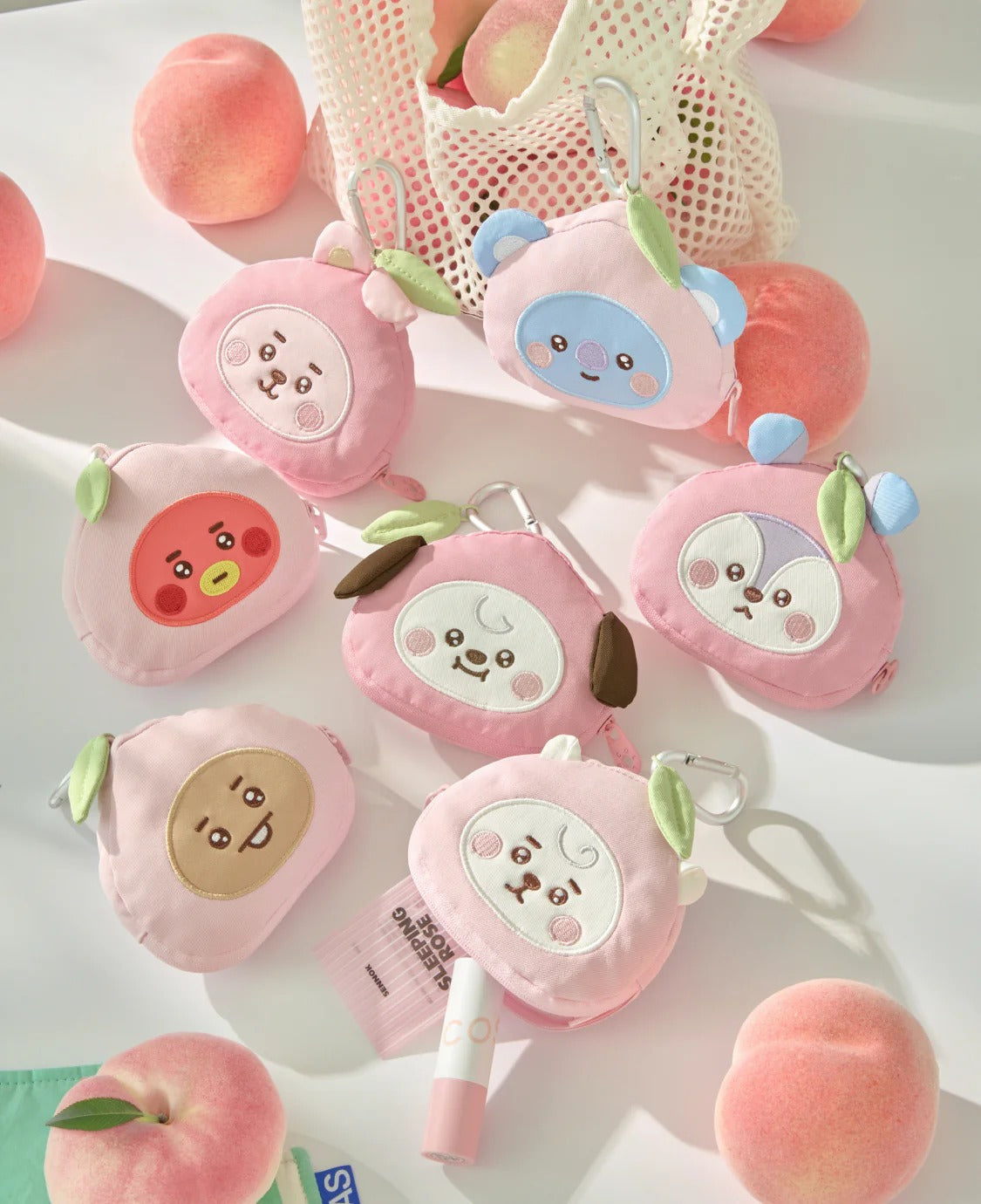 [BTS] BT21 Peach Holic Face Pouch Keyring