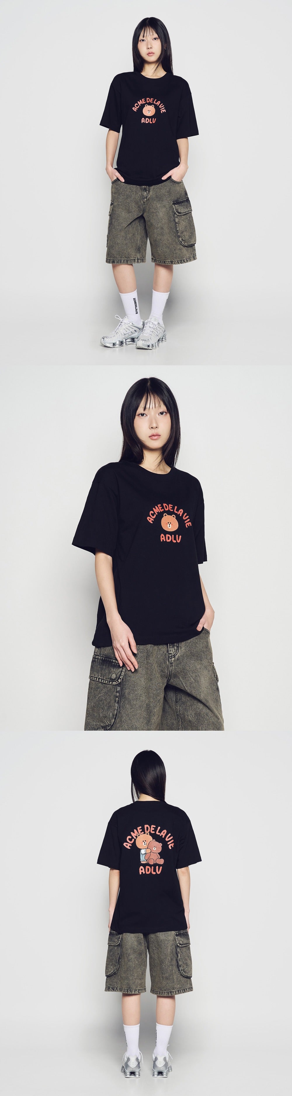 [LINE FRIEND]BEAR DOLL HUG BROWN LINE FRIENDS SHORT SLEEVE T-SHIRT