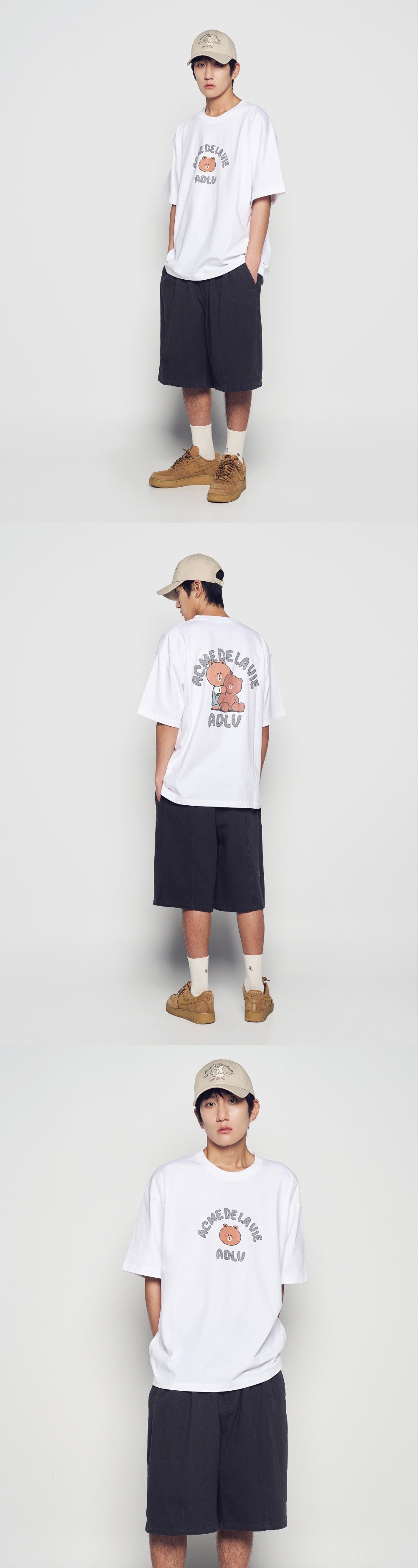 [LINE FRIEND]BEAR DOLL HUG BROWN LINE FRIENDS SHORT SLEEVE T-SHIRT