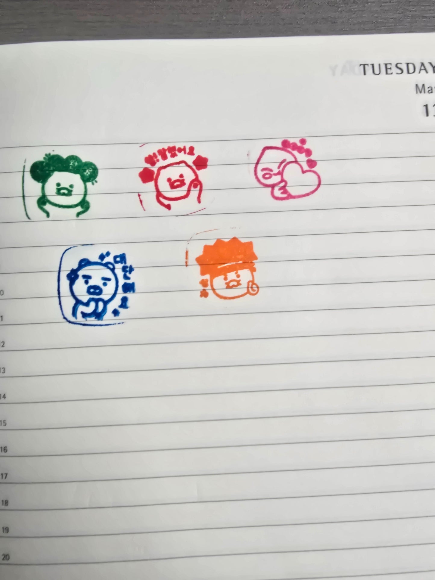 [KAKAO FRIENDS] Square Stamp Set (5pcs) Compliment & Message Stamps for Diary Decoration