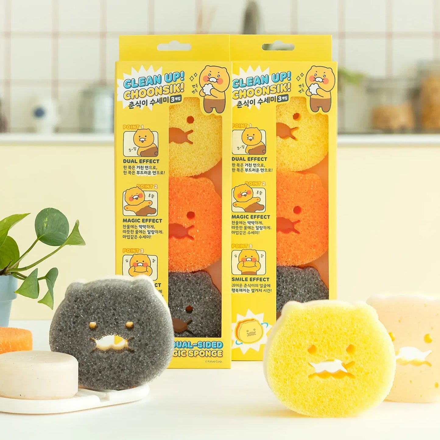 [KAKAO FRIENDS]Chunsik Sponge Scrubber 3P Set