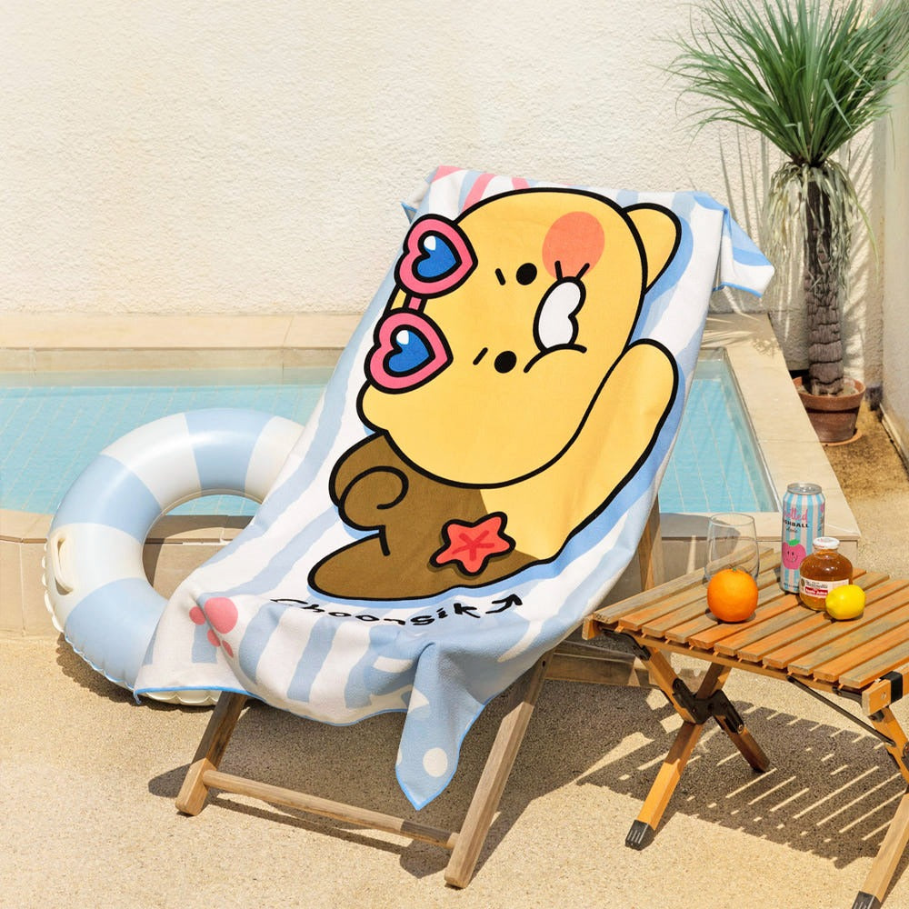 [Kakao Friends]Chunsik Beach Towel Over sized Microfiber Swimming Towel