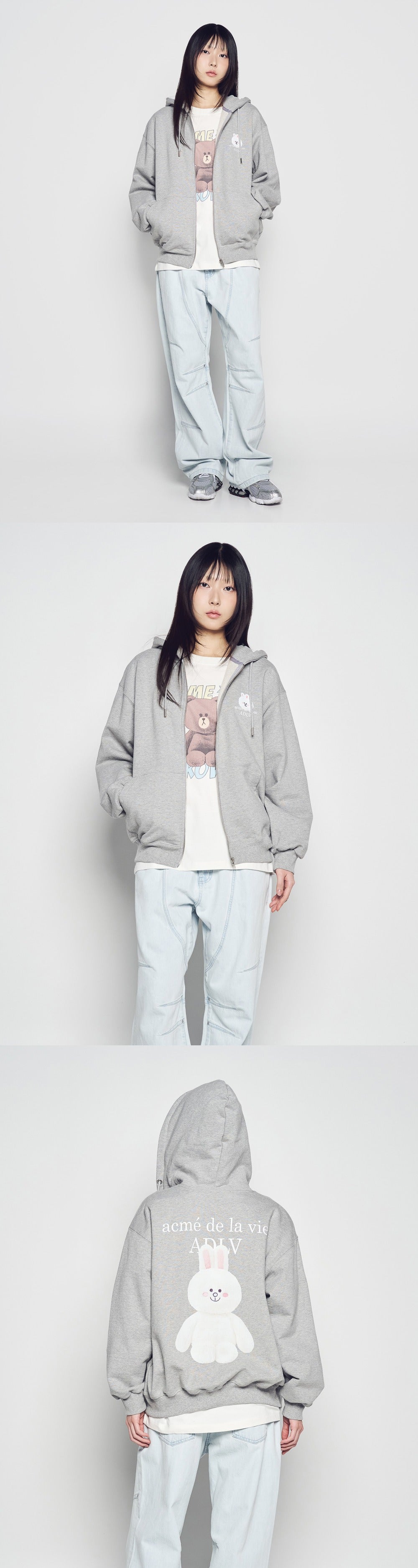 [LINE FRIEND]BASIC LOGO WITH LINE FRIENDS HOODIE ZIP UP