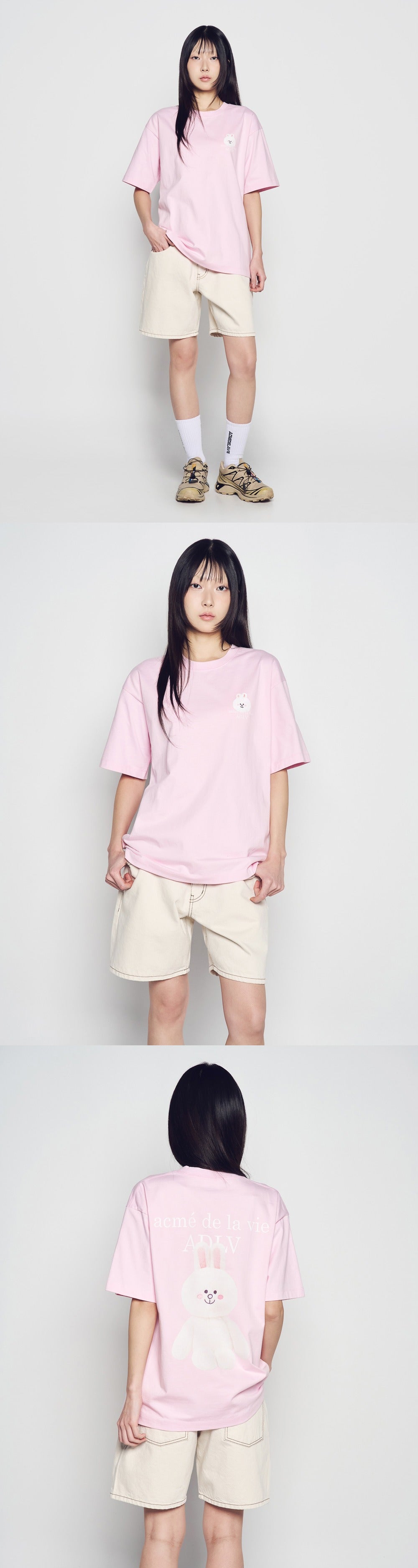 [LINE FRIEND]BASIC LOGO WITH LINE FRIENDS SHORT SLEEVE T-SHIRT