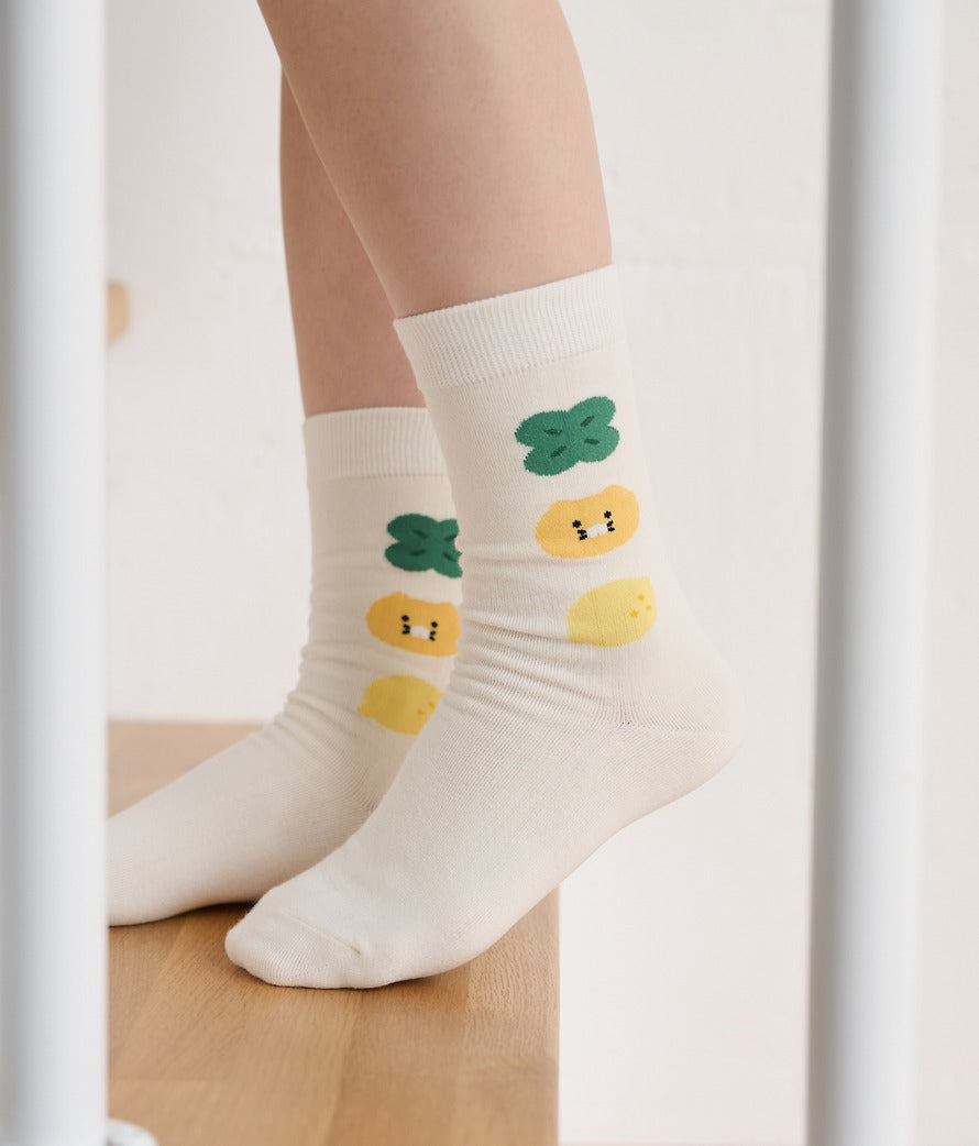 [KAKAO FRIENDS]Lucky Day Socks Chunsik (Green / Ivory)
