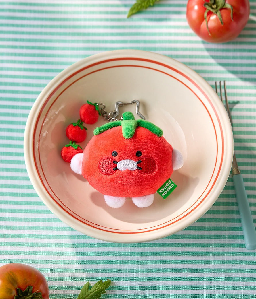 [KAKAO FRIENDS] Chunsik Tomato Keyring Plush Doll Chundorak Series