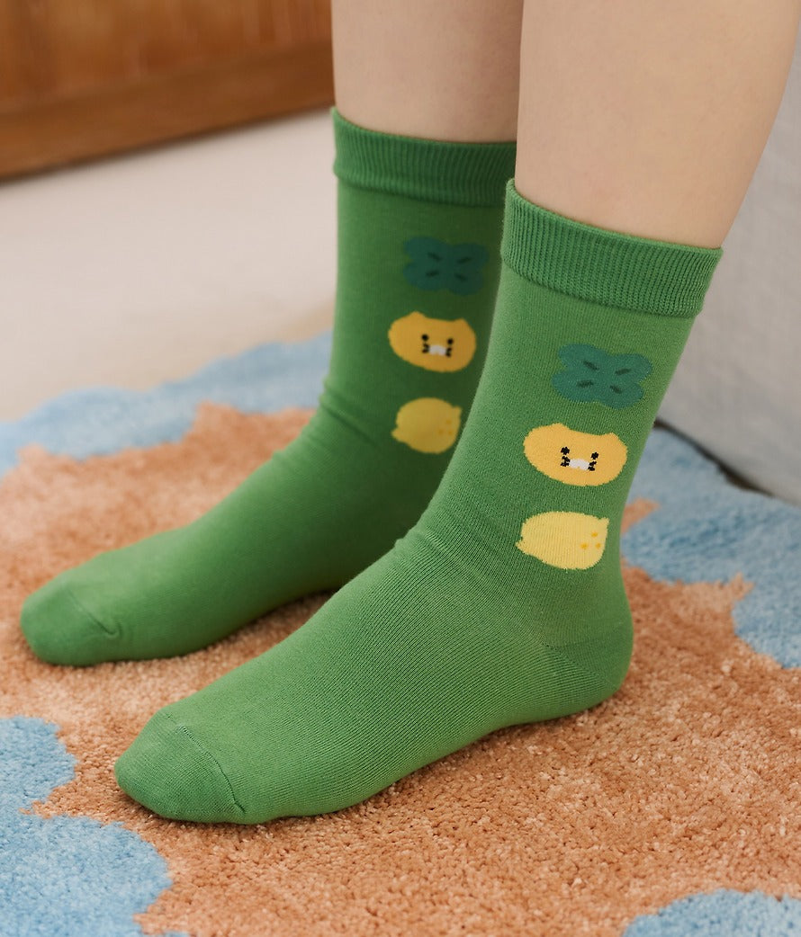 [KAKAO FRIENDS]Lucky Day Socks Chunsik (Green / Ivory)
