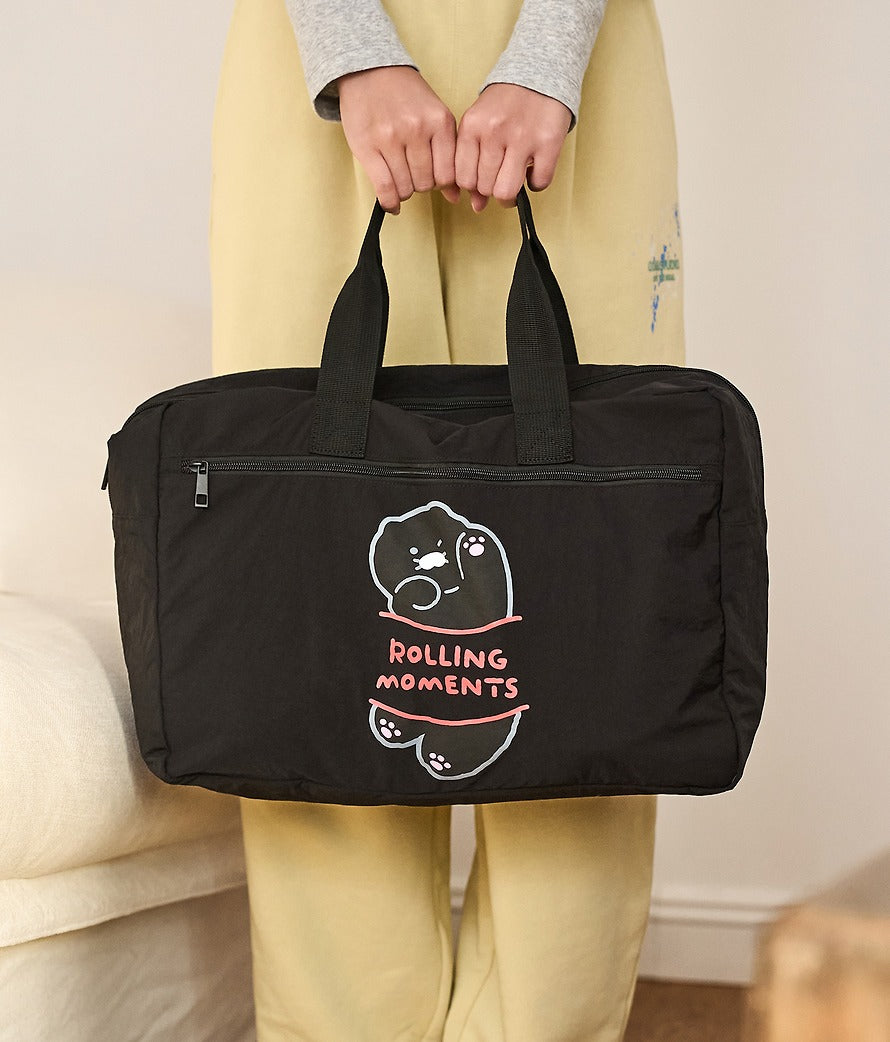 [KAKAO FRIENDS]Black Choonsik Folding Travel Bag